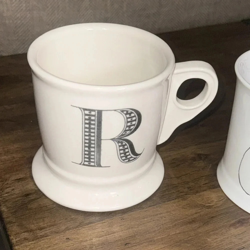 Coffee/Tea Mug/Cup Monogrammed Letter Initial “R” Anthropologie White/Black (1)